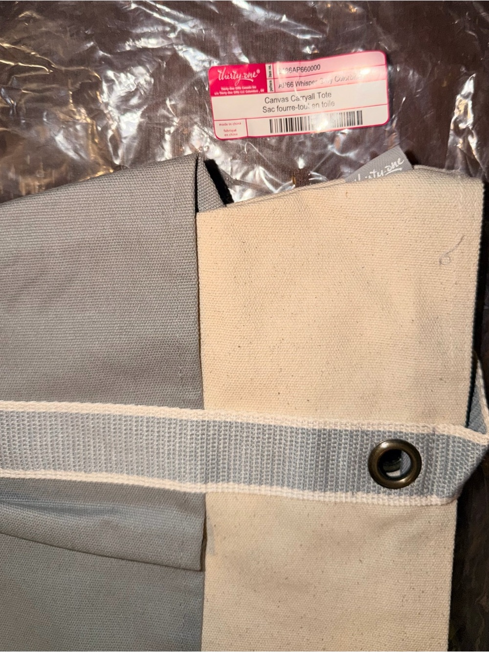 Thirty-one Canvas Caryall Tote in Whisper Grey Colorblock